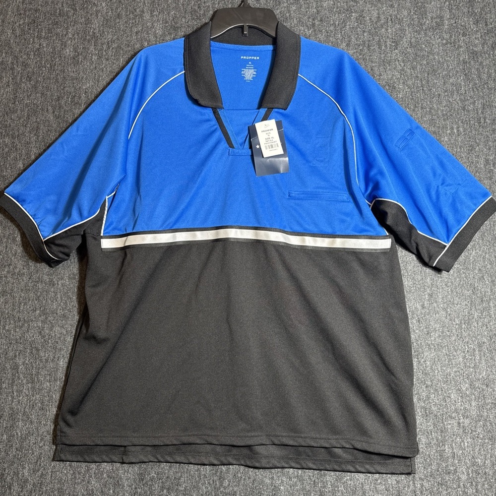 Propper Tactical Bike‎ Patrol Polo Shirt Mens XL Blue Black Reflective Security